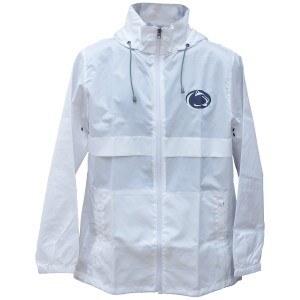 white windbreaker with Penn State Athletic Logo on left chest